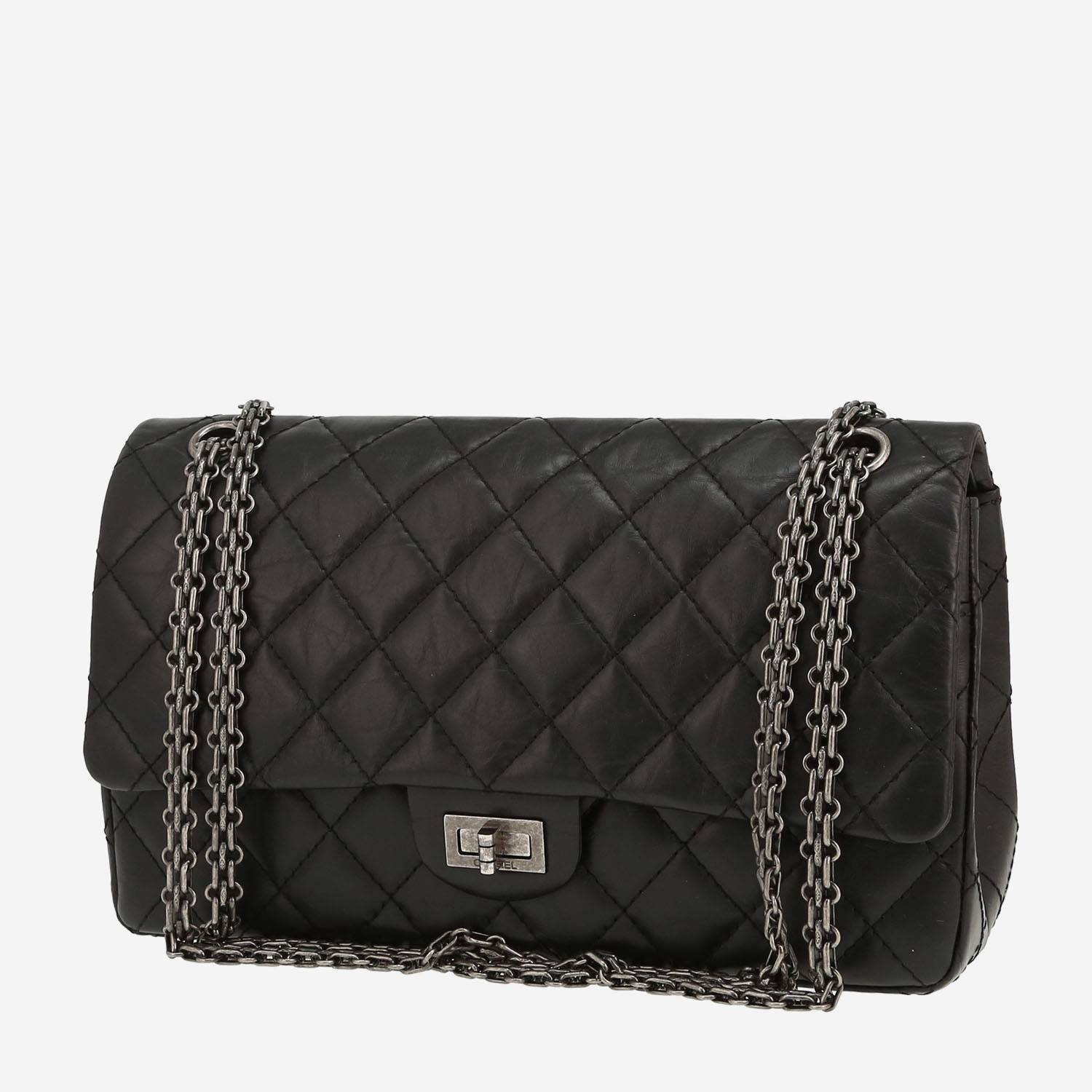 Chanel  2.55 shoulder bag  in black quilted leather