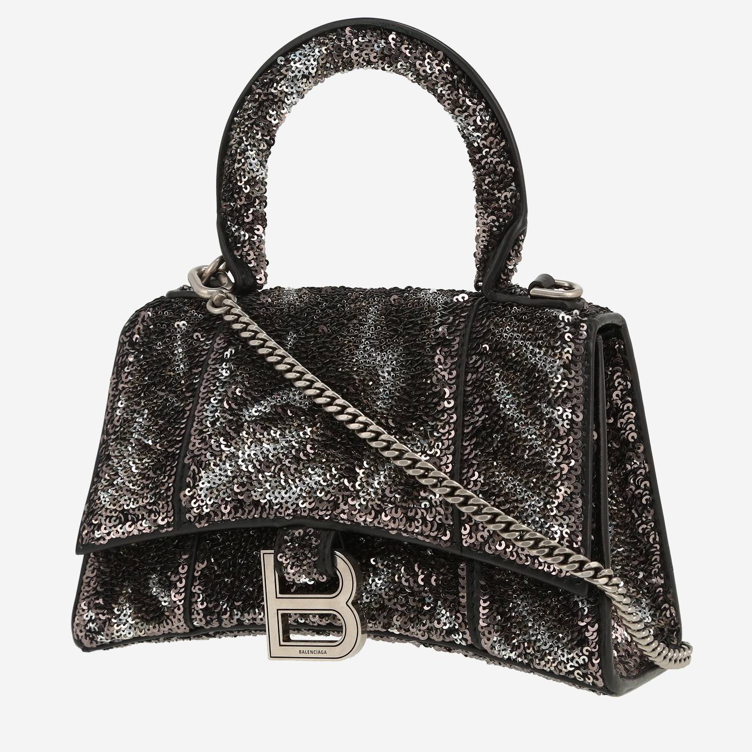 Bolso bandolera Balenciaga  Hourglass en cuero negro y lentejuelas