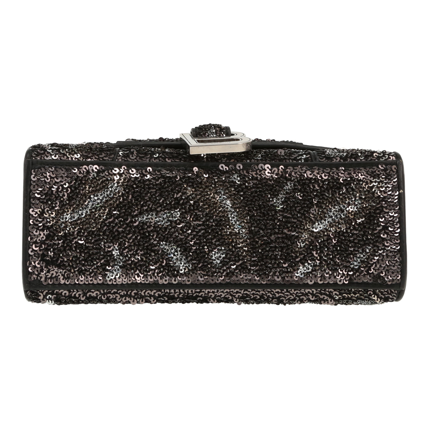 Sac bandoulière Balenciaga  Hourglass en cuir noir et sequin - Detail D1