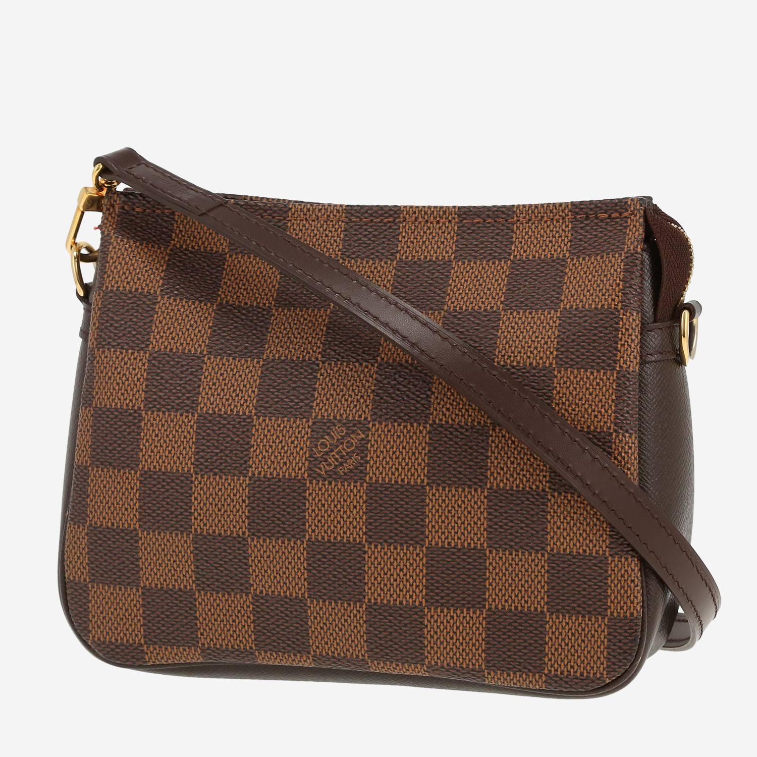 Borsa a tracolla Louis Vuitton   in tela a scacchi ebana e pelle marrone