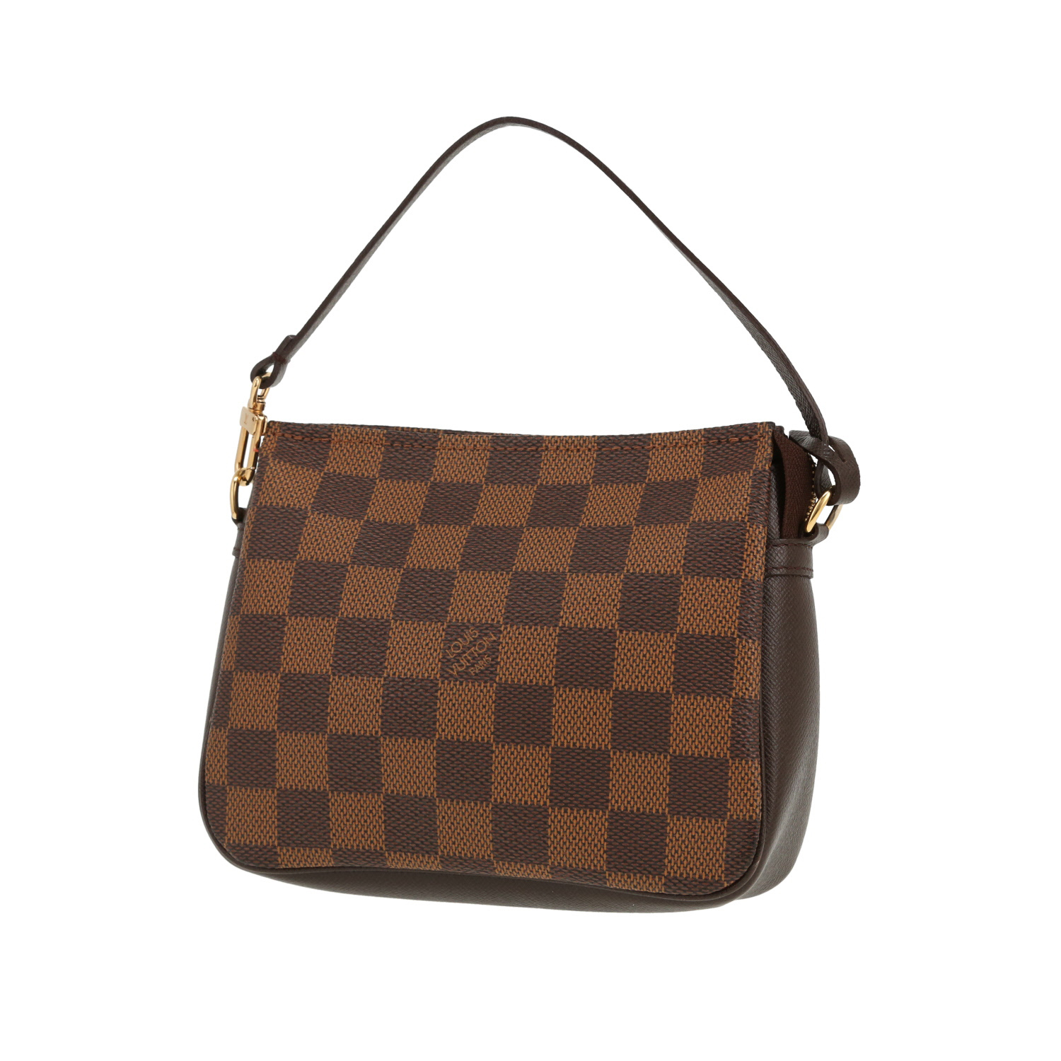 Louis Vuitton   shoulder bag  in ebene damier canvas  and brown leather - Detail D4