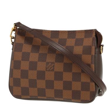Sac bandoulière Louis Vuitton   en toile damier ébène et cuir marron