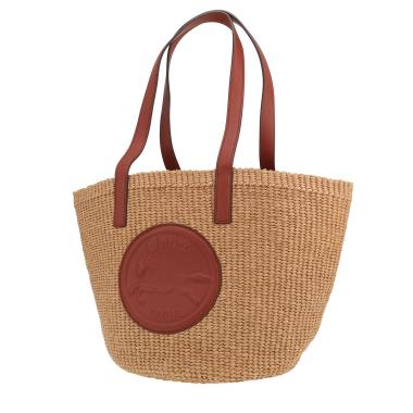 Shopping bag Chloé   in profili beige e pelle marrone