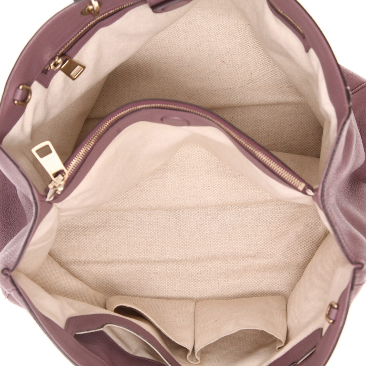 Gucci  Bamboo handbag  in purple grained leather  and bamboo - Detail D3