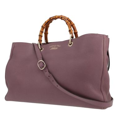 Borsa Gucci  Bamboo in pelle martellata viola e bambù