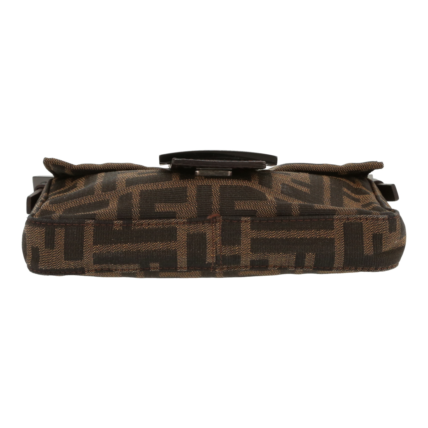 Fendi  Baguette mini  handbag  in brown logo canvas  and brown leather - Detail D1