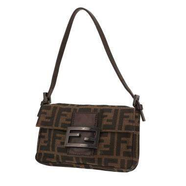 Sac à main Fendi  Baguette mini  en toile siglée marron et cuir marron