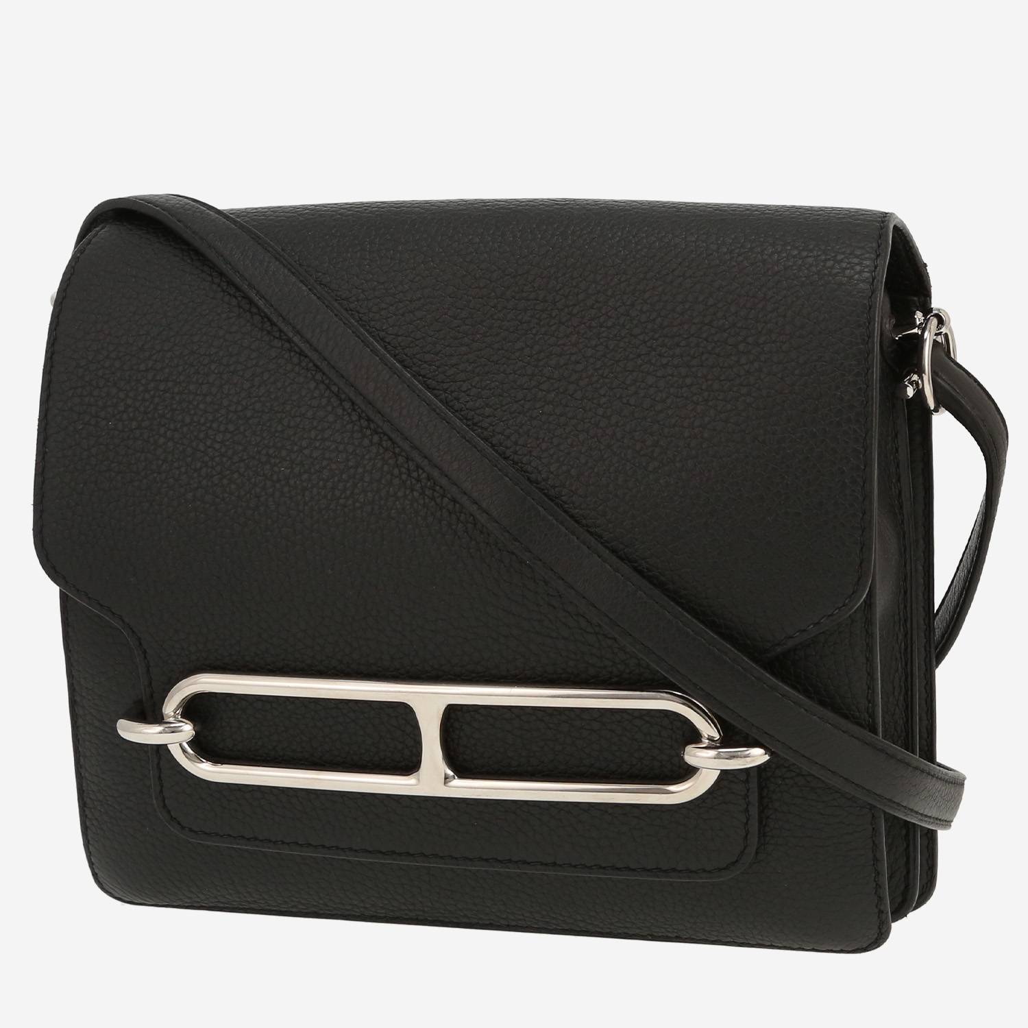 Sac à main Hermès  Roulis en cuir taurillon clémence noir
