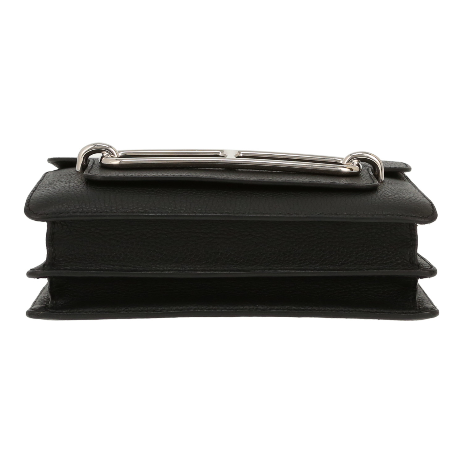 Bolso de mano Hermès  Roulis en cuero taurillon clémence negro - Detail D1