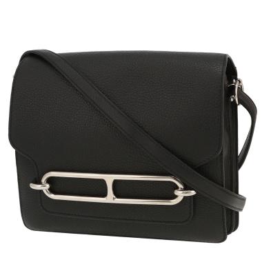 Sac à main Hermès  Roulis en cuir taurillon clémence noir