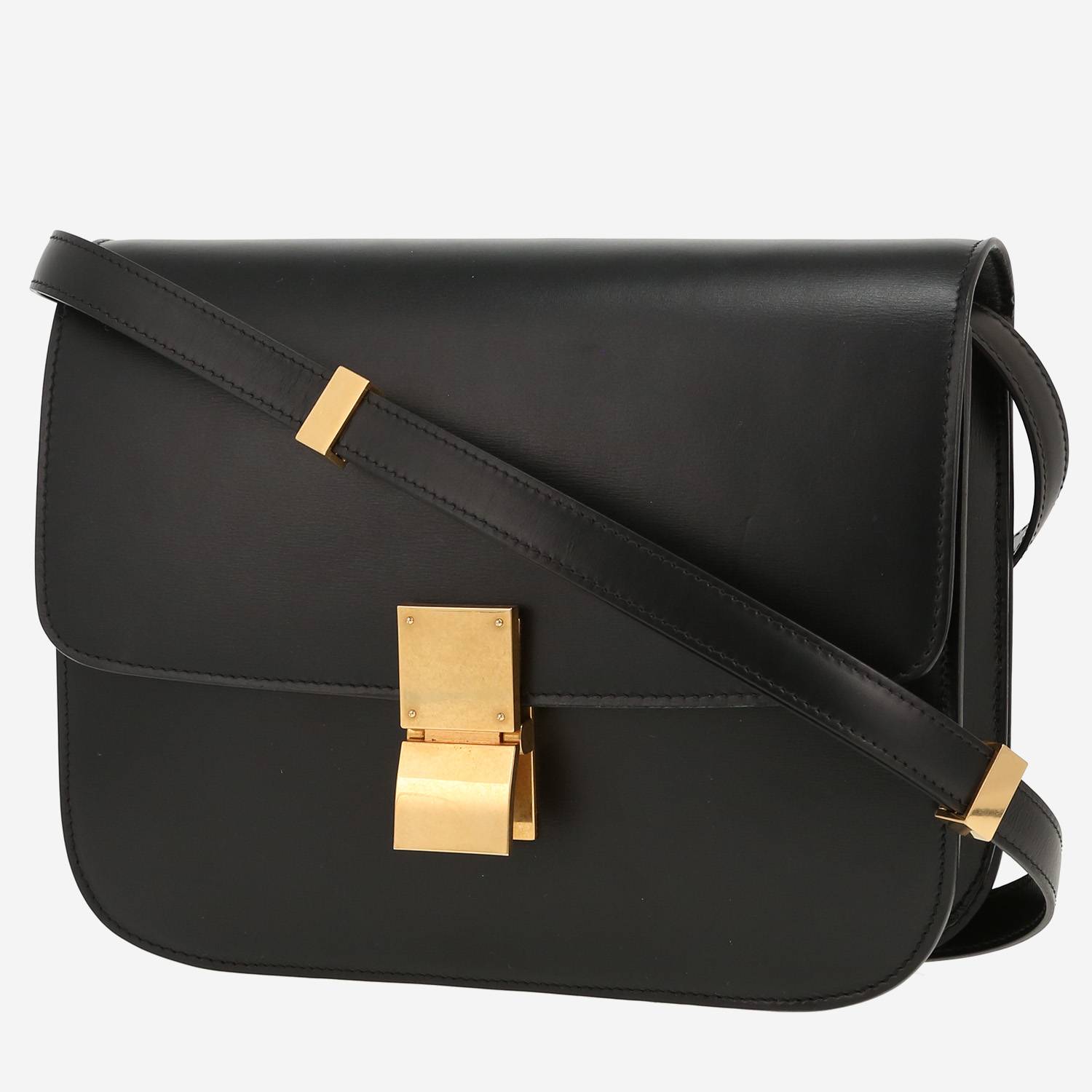Bolso bandolera Celine  Classic Box Medium en cuero negro