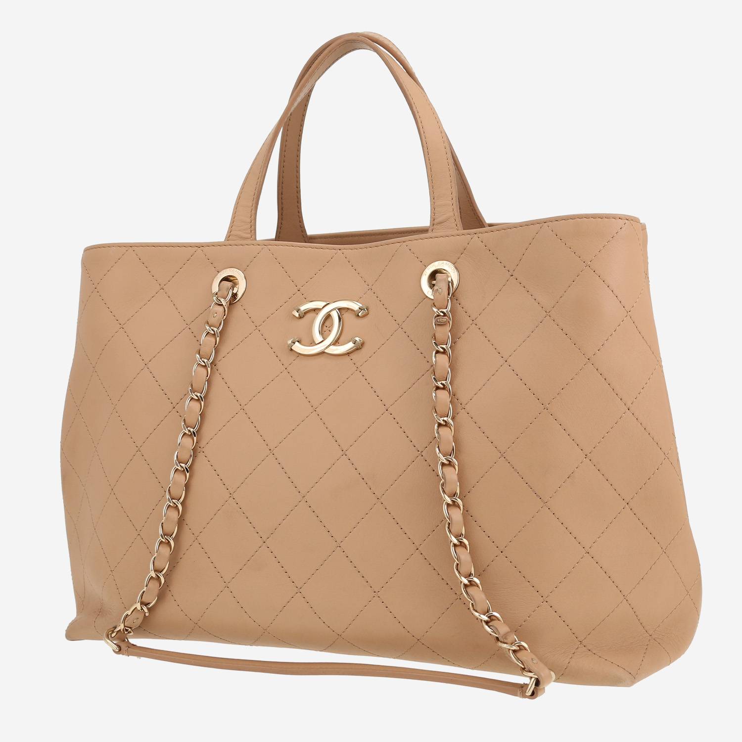 Sac cabas Chanel  Grand Shopping en cuir matelassé beige