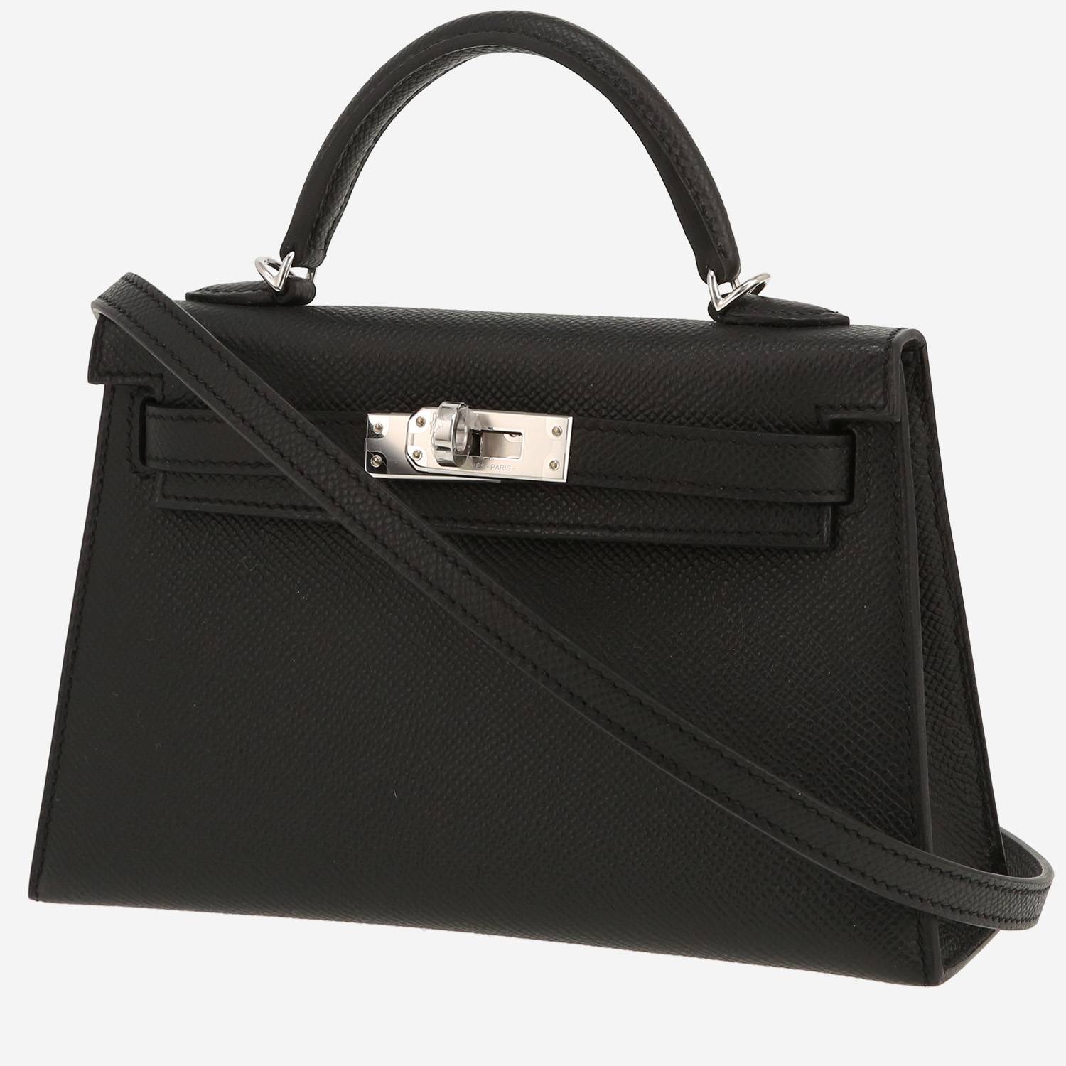 Bolso bandolera Hermès  Kelly 20 cm en cuero epsom negro