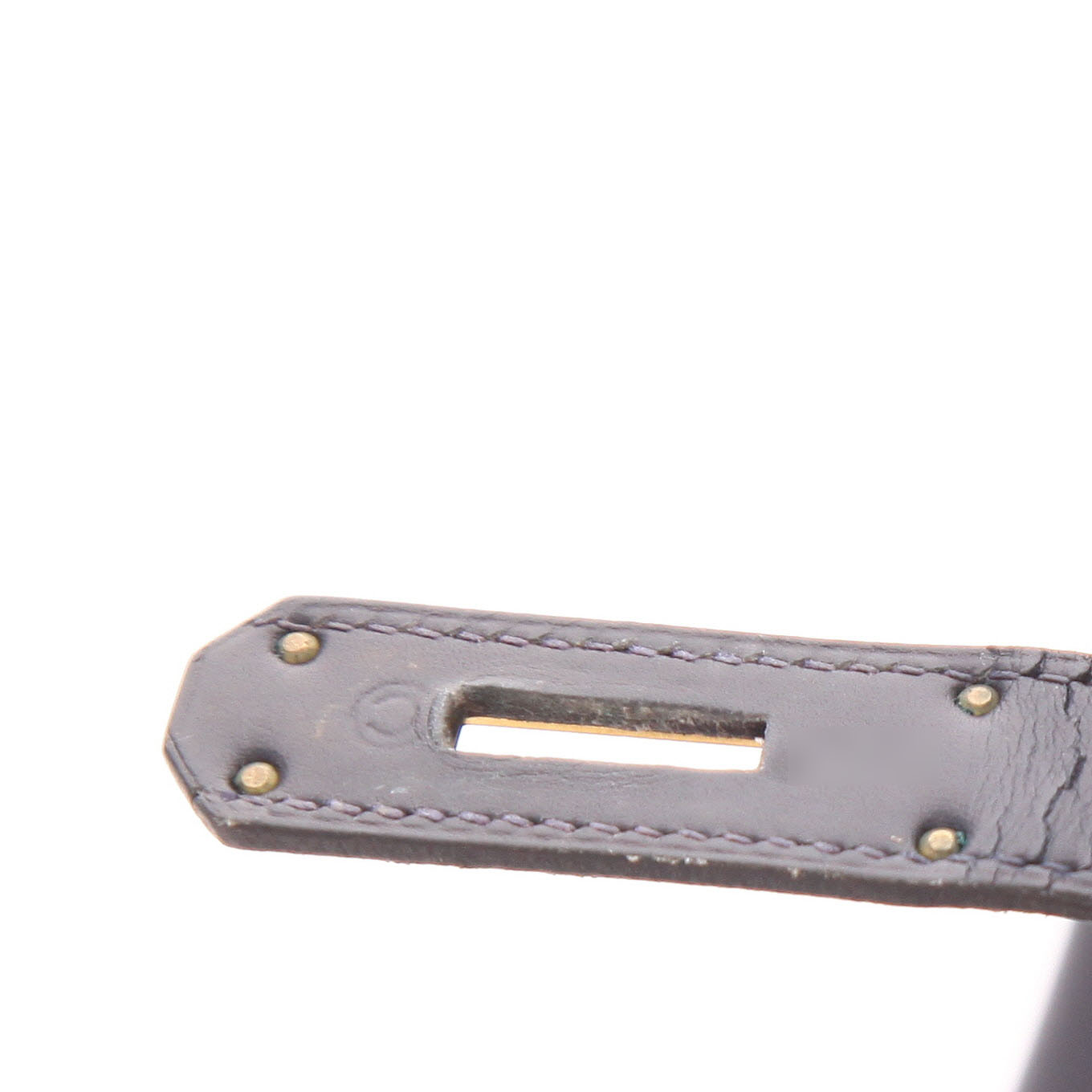 Hermès  Kelly 32 cm handbag  in navy blue box leather  and beige canvas - Detail D4