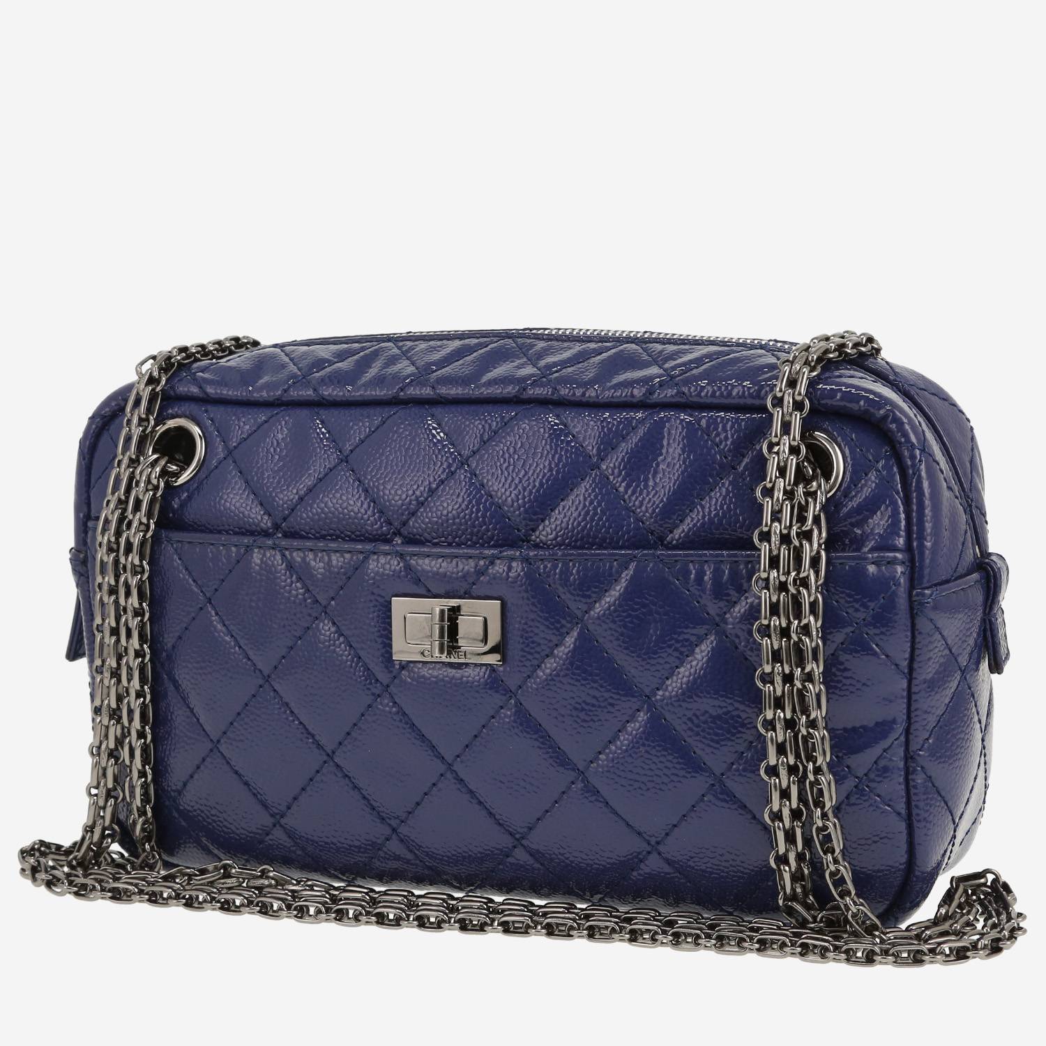 Chanel  Camera handbag  in purple patent quilted leather