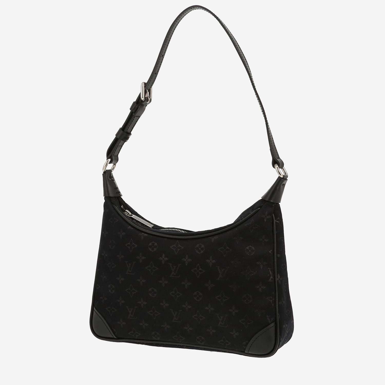 Bolso de mano Louis Vuitton   mini  en satén negro y cuero negro