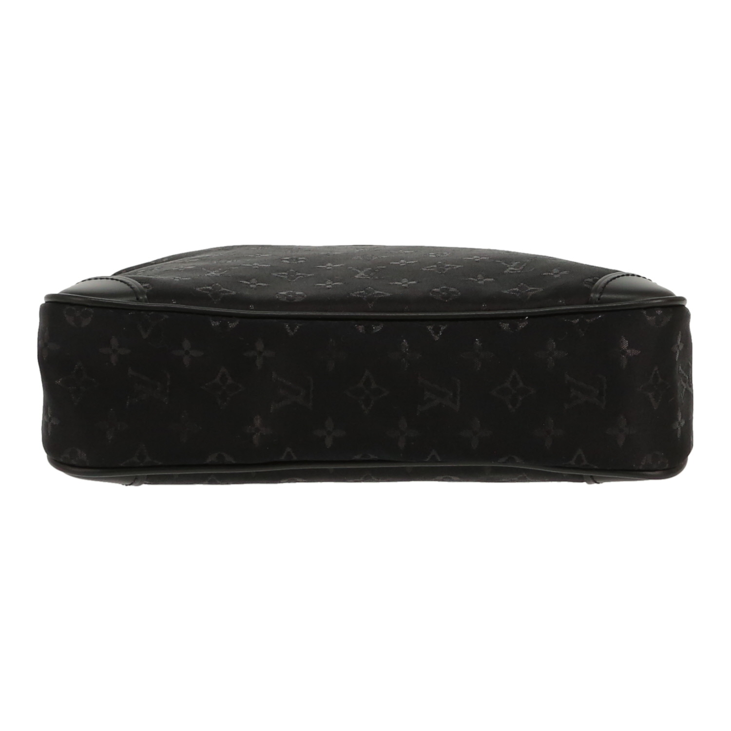 Bolso de mano Louis Vuitton   mini  en satén negro y cuero negro - Detail D1