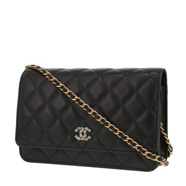 Bolso bandolera Chanel  Wallet on Chain en cuero acolchado negro