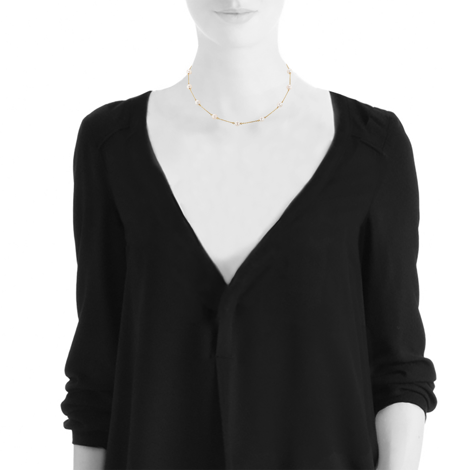 Collier Tasaki  en or jaune 750‰ et perles de culture - Detail D1