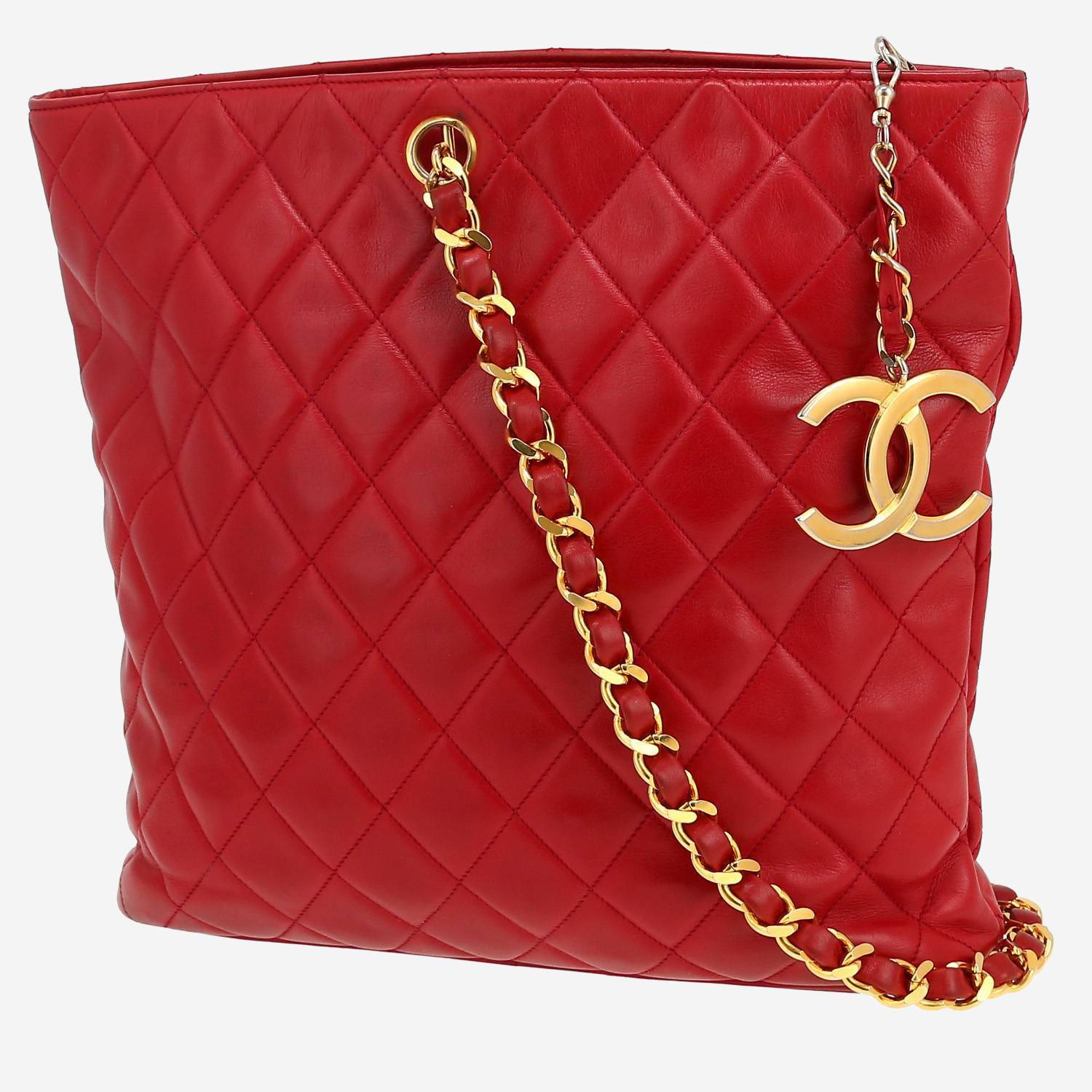 Sac à main Chanel   en cuir matelassé rouge