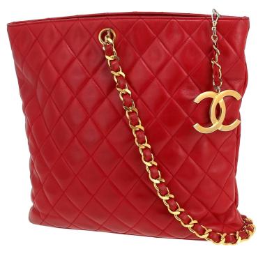 Sac à main Chanel   en cuir matelassé rouge
