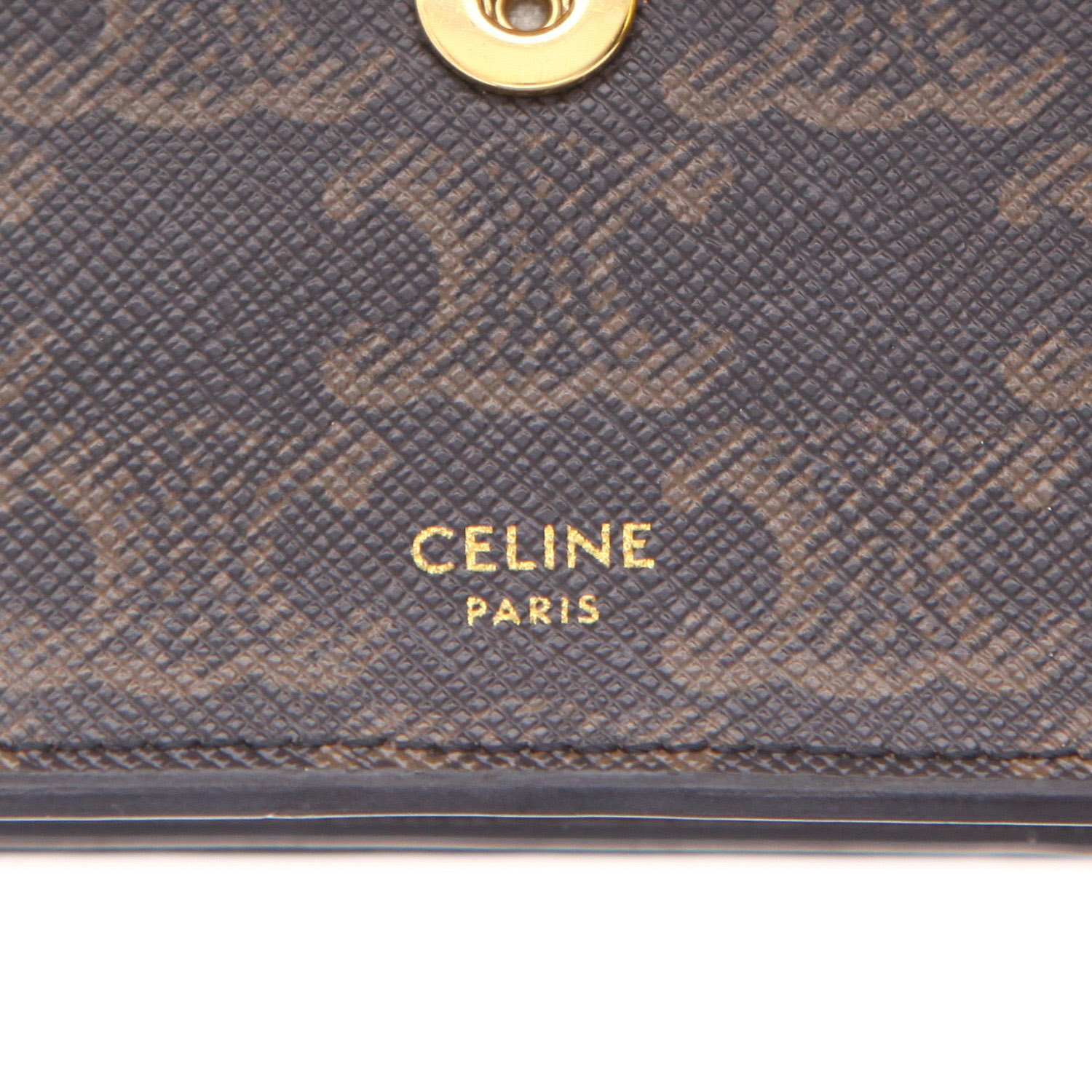 Celine  Wallet On Strap shoulder bag  in brown "Triomphe" canvas  and brown leather - Detail D2