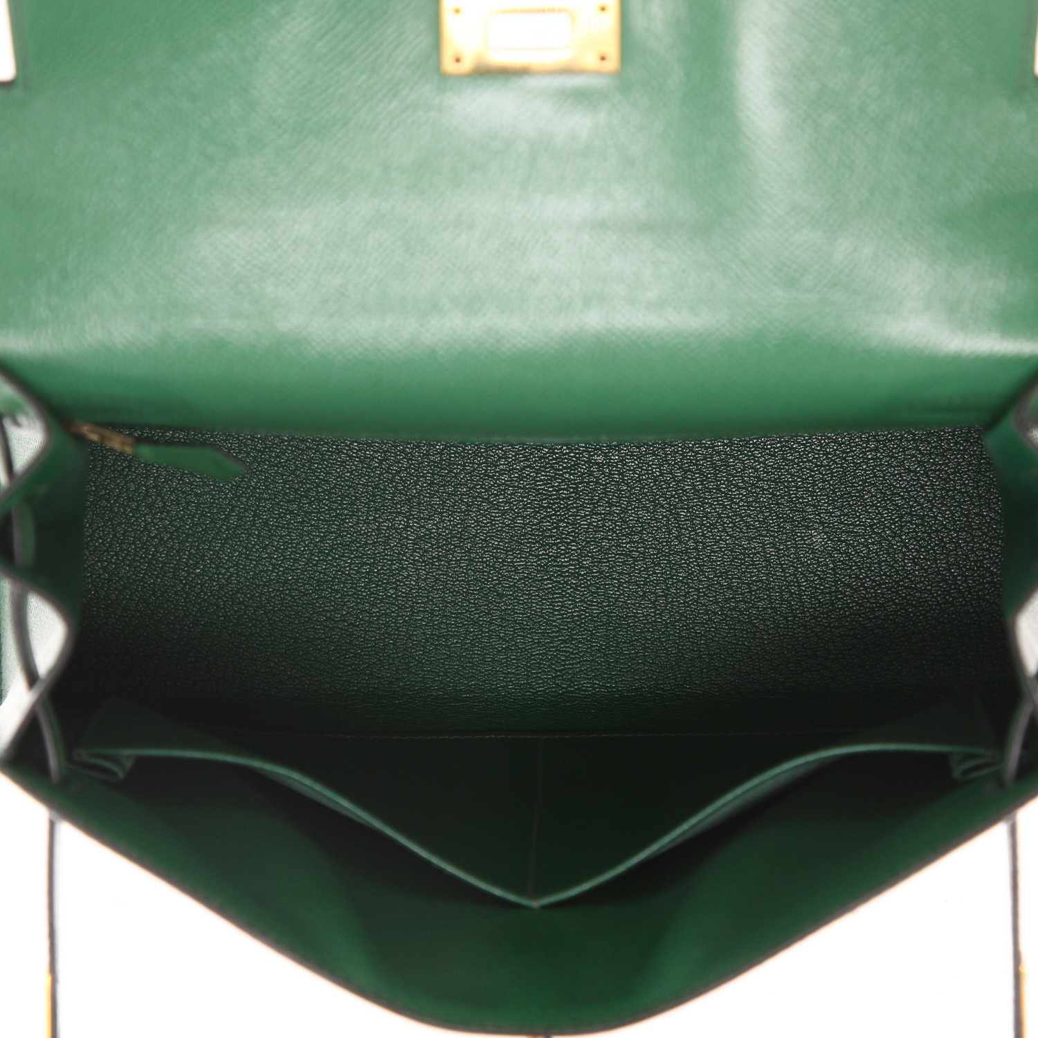 Hermès  Kelly 28 cm handbag  in Vert Bengale Courchevel leather - Detail D3