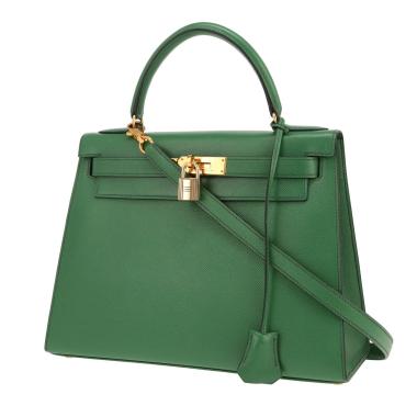 Sac à main Hermès  Kelly 28 cm en cuir Courchevel Vert Bengale