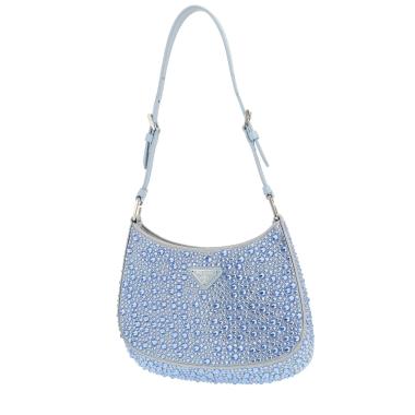 Bolso de mano Prada  Cleo en satén azul y cuero azul