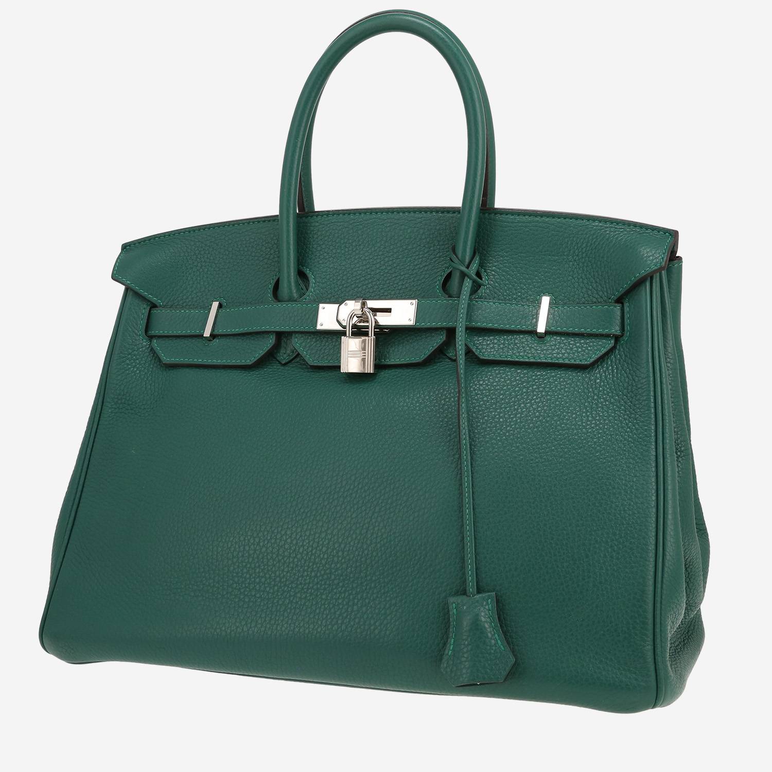 Sac à main Hermès  Birkin 35 cm en cuir taurillon clémence vert-malachite