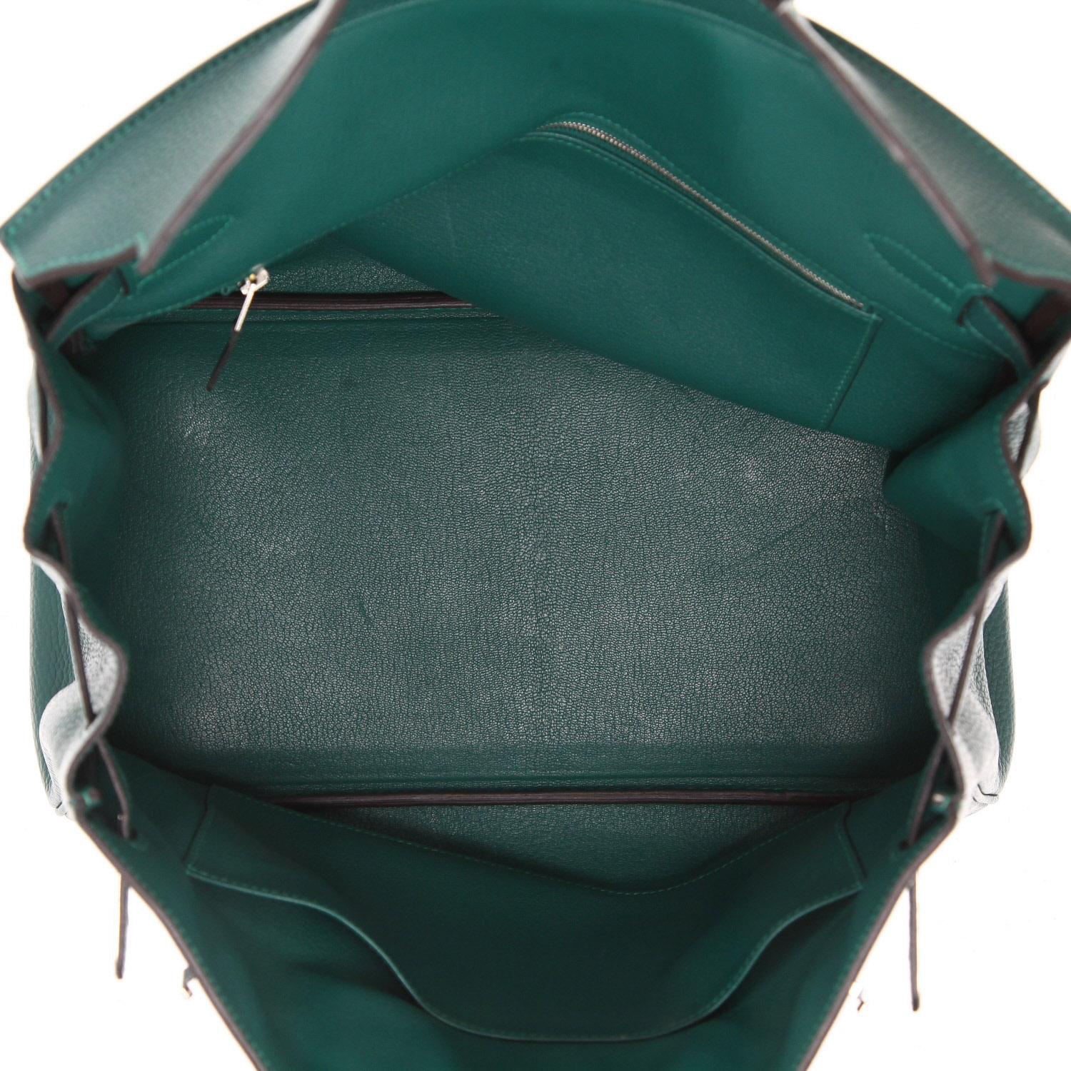 Bolso de mano Hermès  Birkin 35 cm en cuero taurillon clémence verde malaquita - Detail D4