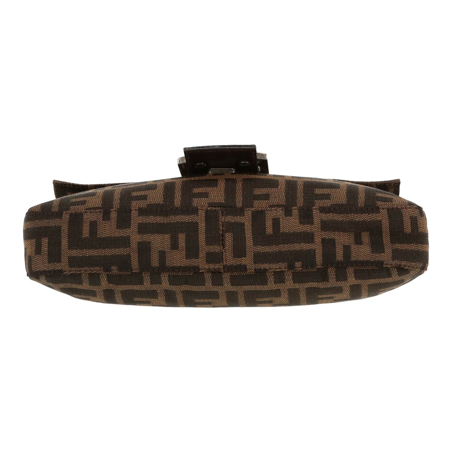 Bolso Fendi Baguette de lona marrón con el logotipo y piel marrón - Detail D1