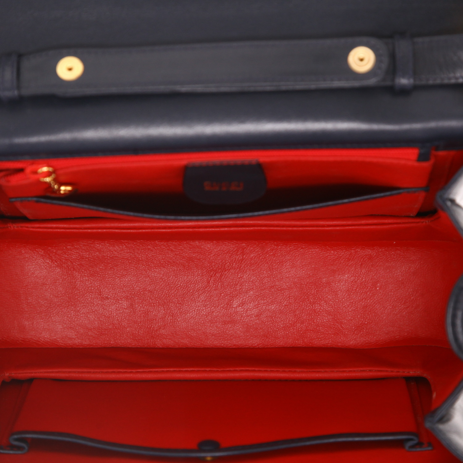 Sac bandoulière Gucci  Bamboo en cuir bleu-marine et bambou - Detail D3