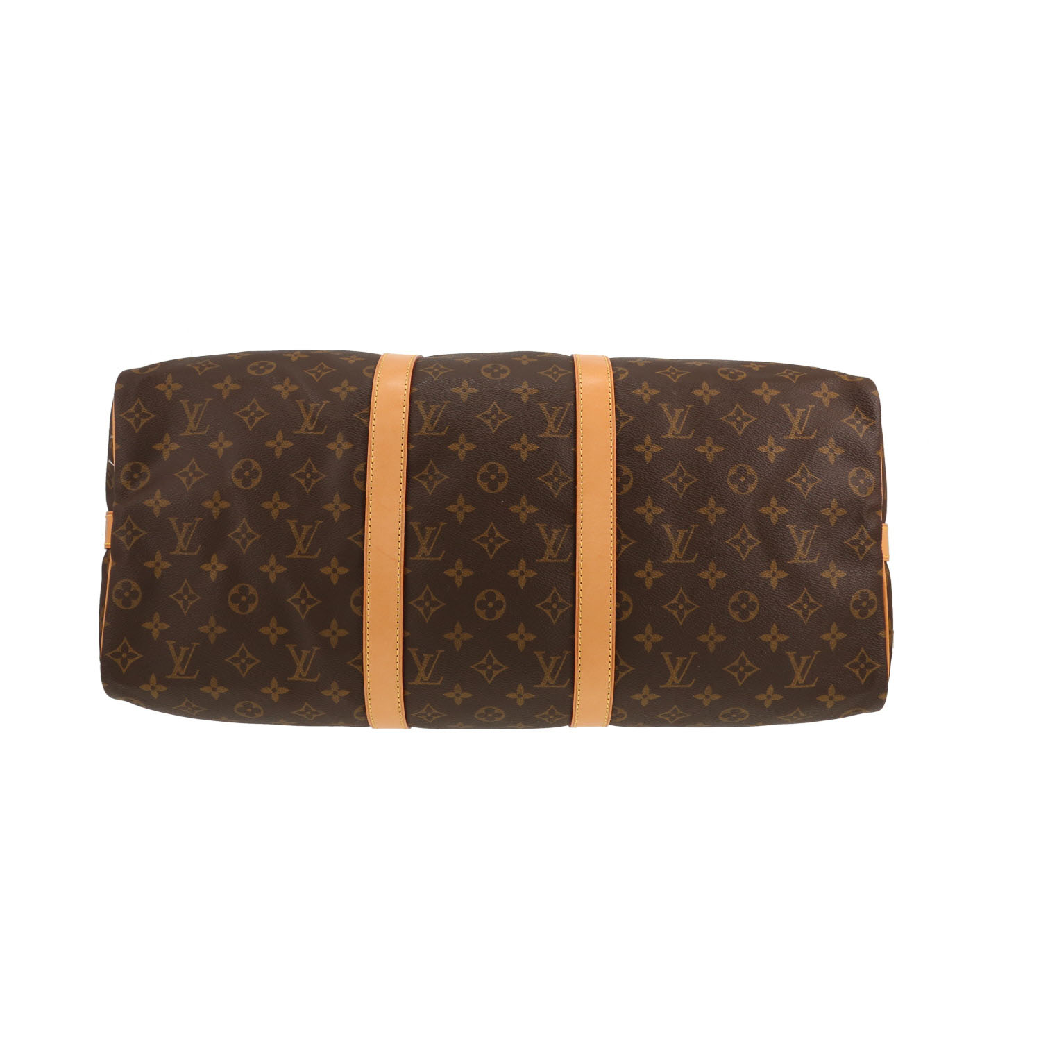 Sac de voyage Louis Vuitton  Keepall 50 en toile monogram marron et cuir naturel - Detail D1