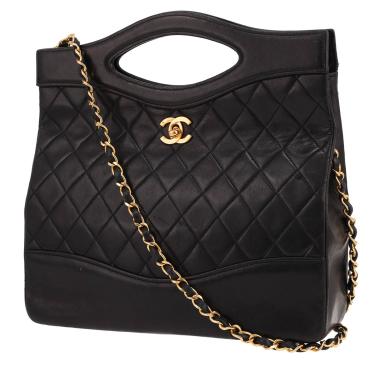 Bolso bandolera Chanel  31 en cuero acolchado negro