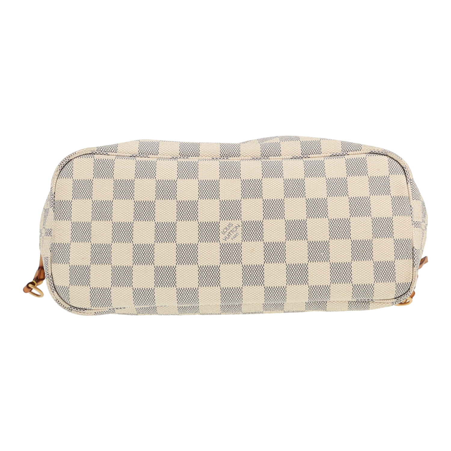 Shopping bag Louis Vuitton  Neverfull modello piccolo  in tela a scacchi azzurro e pelle naturale - Detail D1