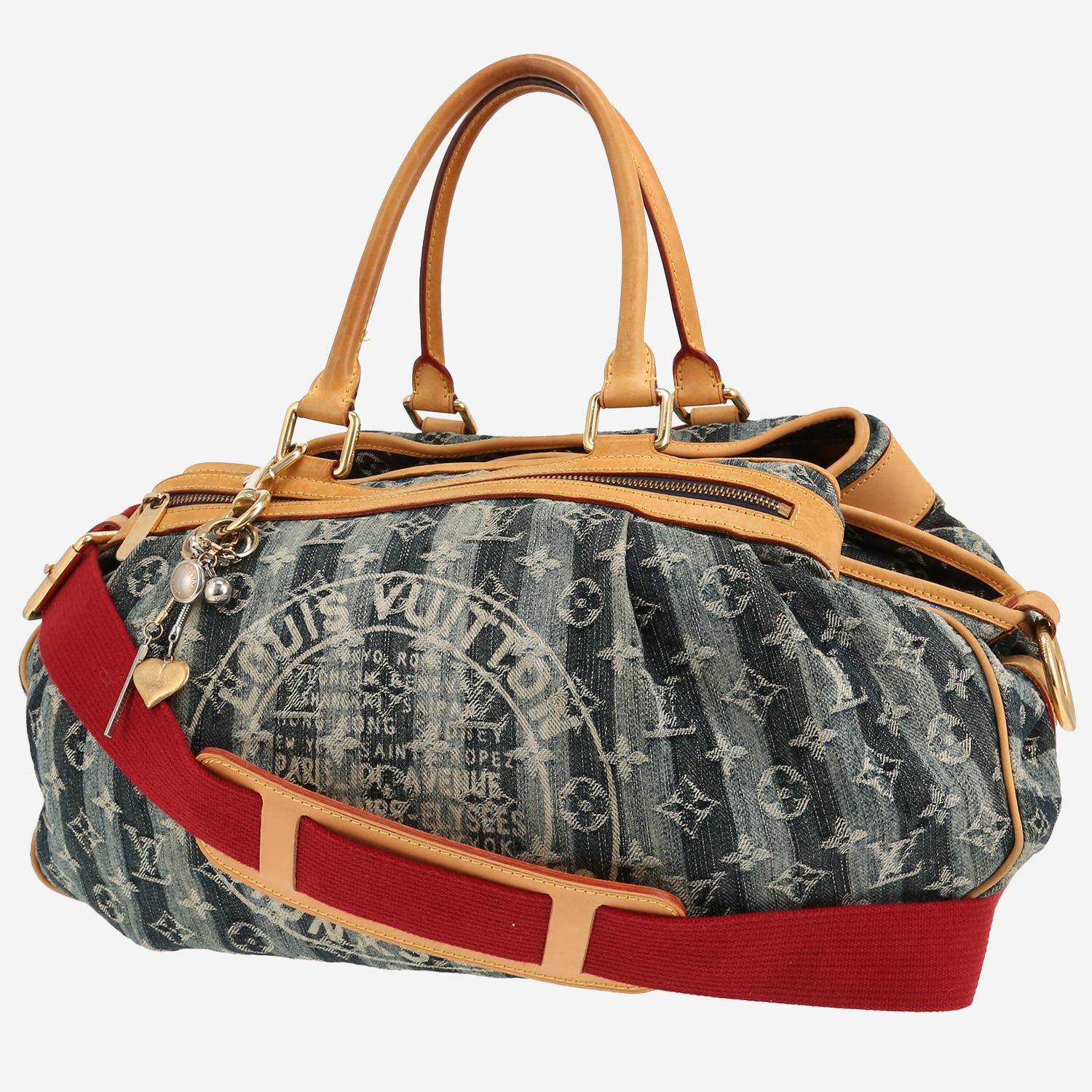 Sac à main Louis Vuitton   en toile denim monogrammée et cuir naturel