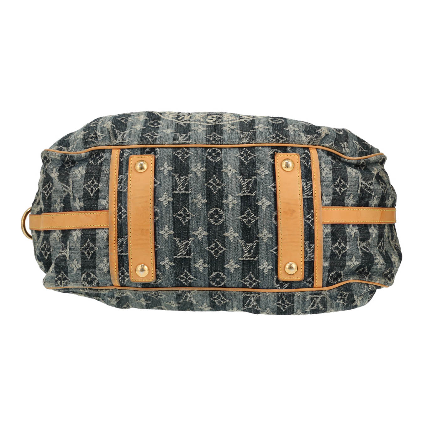 Sac à main Louis Vuitton   en toile denim monogrammée et cuir naturel - Detail D1