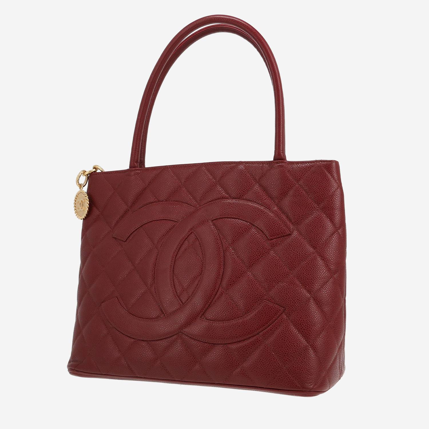 Chanel  Medaillon handbag  in burgundy quilted grained leather