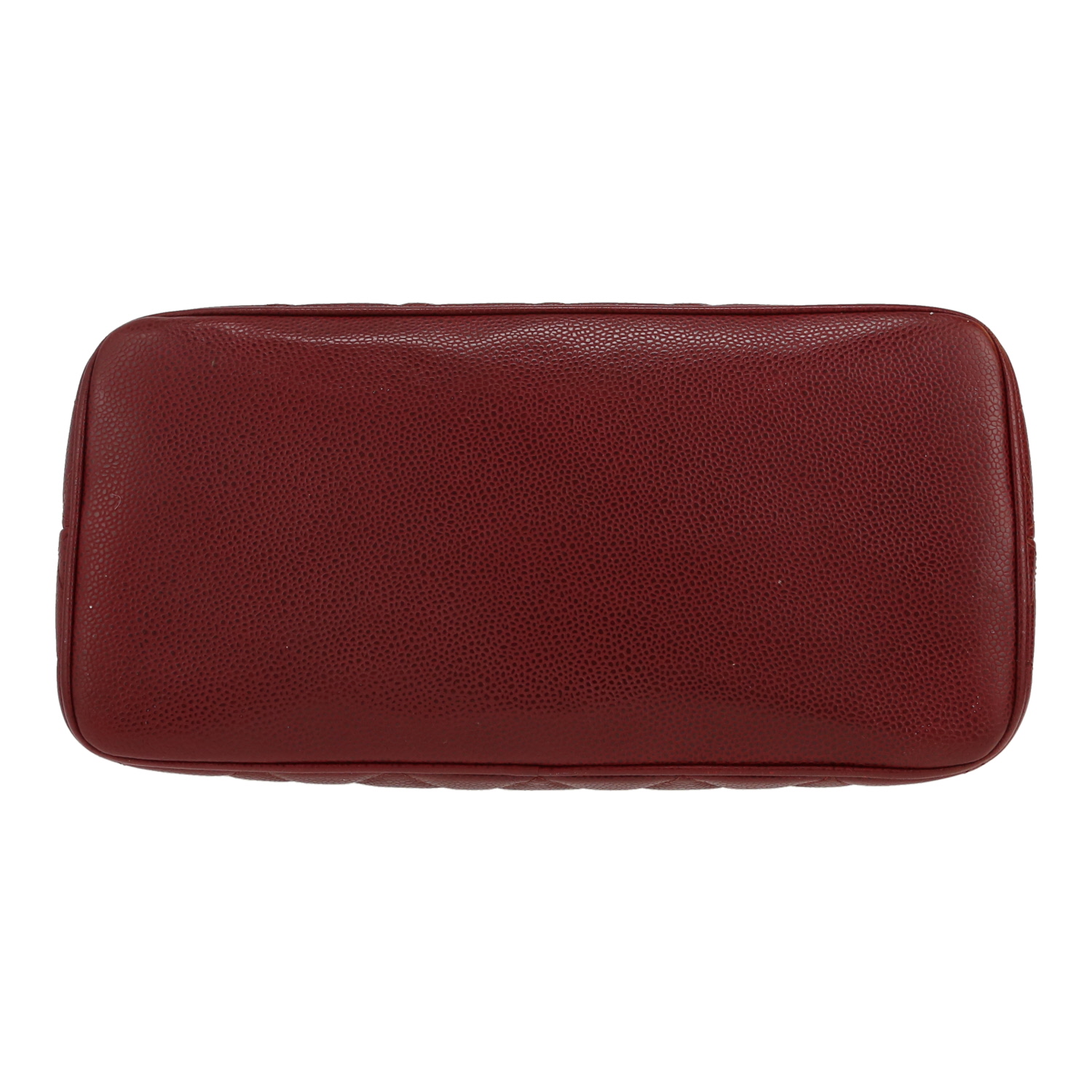 Bolso de mano Chanel  Medaillon en cuero granulado acolchado color burdeos - Detail D1