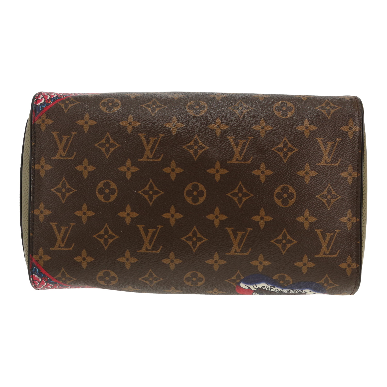 Louis Vuitton  Speedy 30 Kabuki limited edition handbag  in brown monogram canvas  and grey epi leather - Detail D1