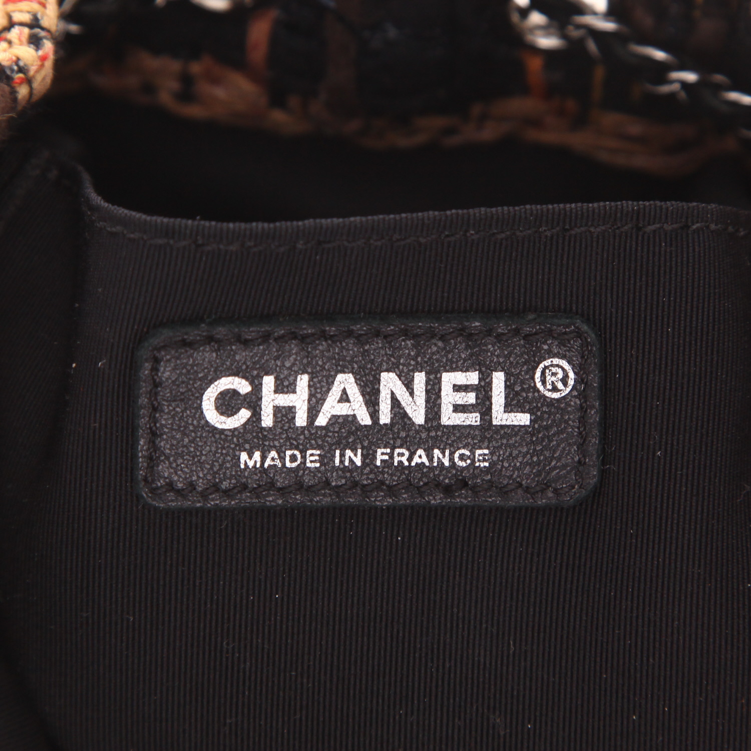 Sac bandoulière Chanel  Gabrielle Bucket en tweed noir rose et orange et cuir noir - Detail D2