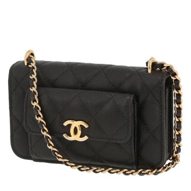 Bolsito de mano Chanel   mini  en cuero acolchado negro