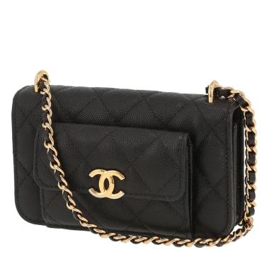 Borsa a tracolla Chanel   mini  in pelle trapuntata nera