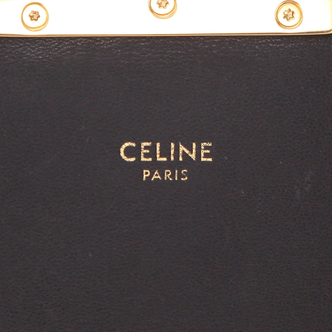 Bolso bandolera Celine  Triomphe en tejido "Triomphe" beige y negro y cuero negro - Detail D2