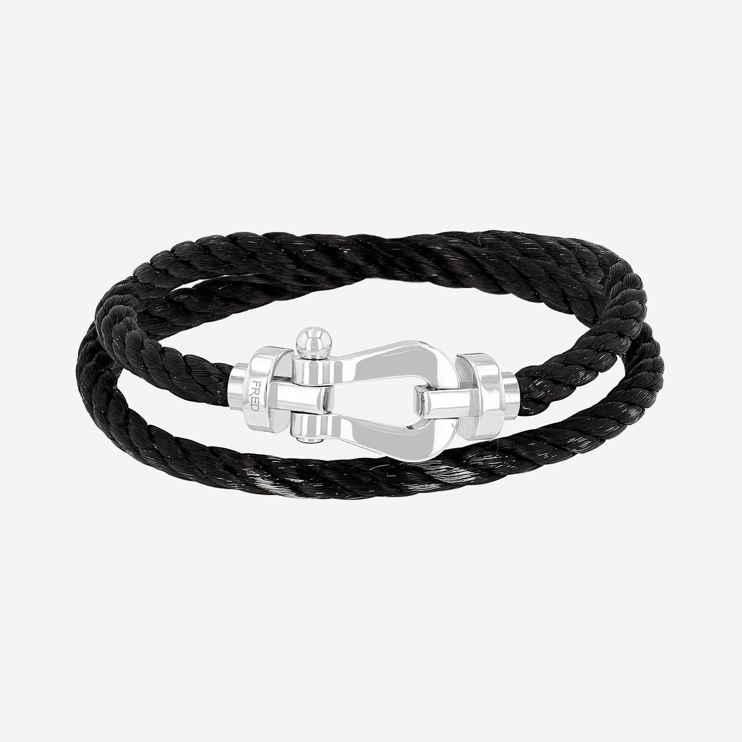 Bracciale Fred Force 10 modello grande in oro bianco e acciaio