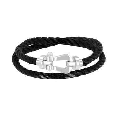 Bracelet Fred Force 10 grand modèle en or blanc et acier