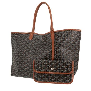 Shopping bag Goyard  Saint-Louis in tela Goyardine nera e pelle marrone