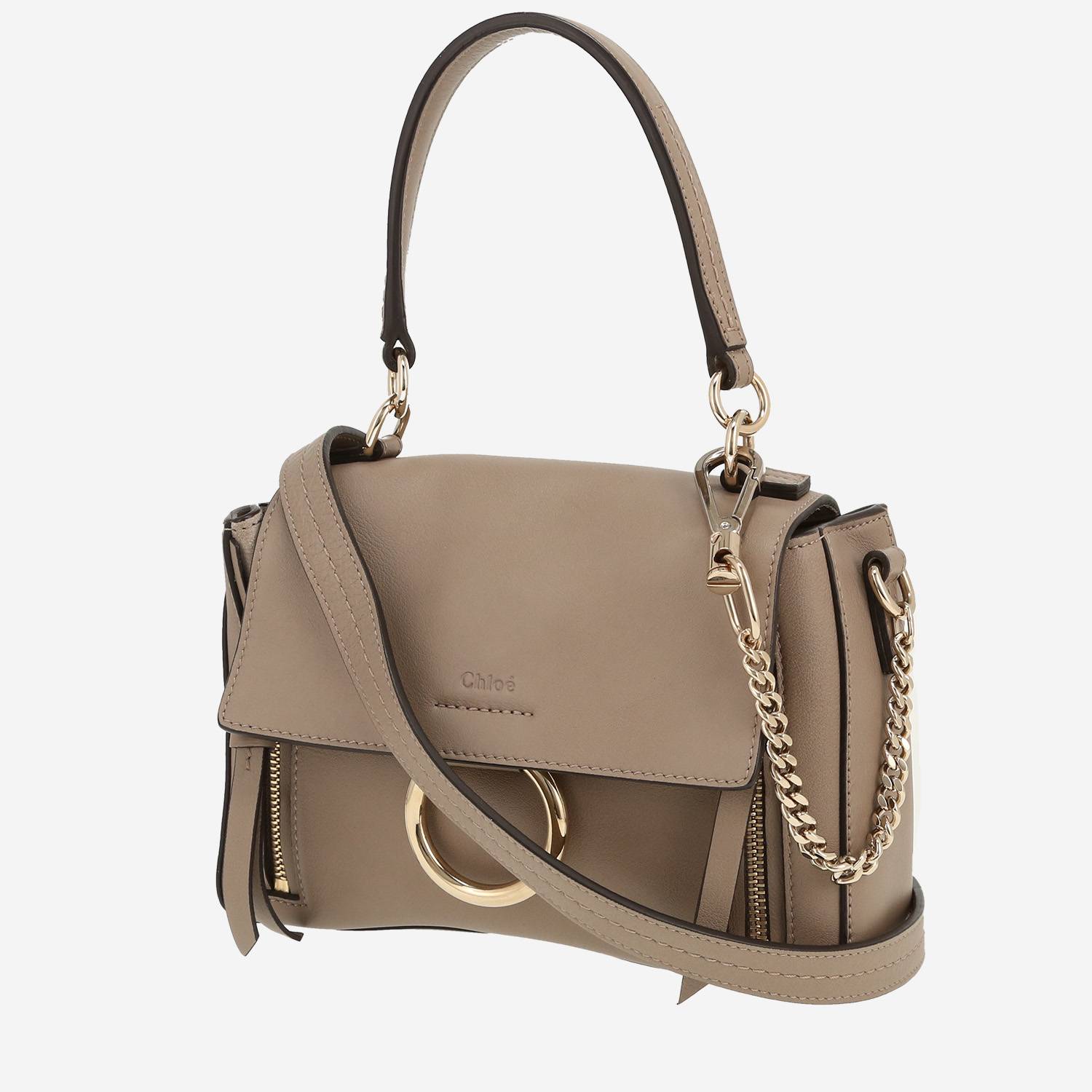 Bolso bandolera Chloé  Faye en cuero color topo