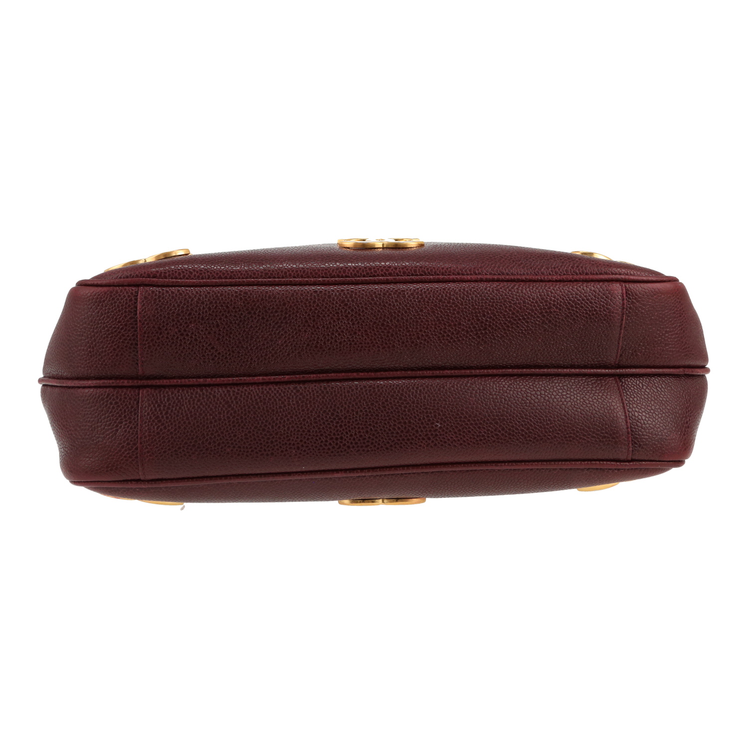 Sac à main Chanel  Triple Coco en cuir grainé bordeaux - Detail D1